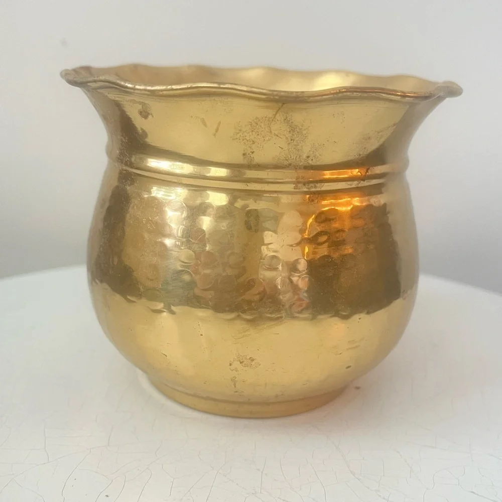 Vintage Gold Hammered Accent Vase - Picture 2 of 4